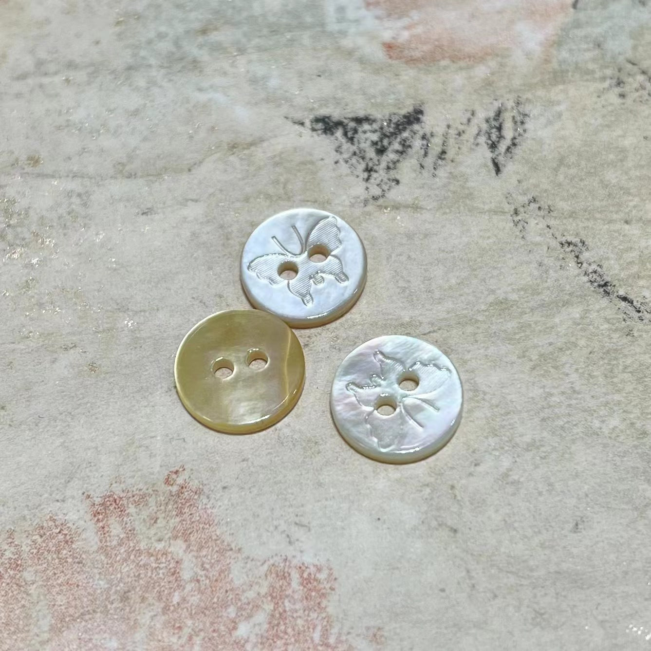 Natural Shell Button White Butterfly Tulip Butterfly Rose Shell Button White Butterfly Shirt Button Laser