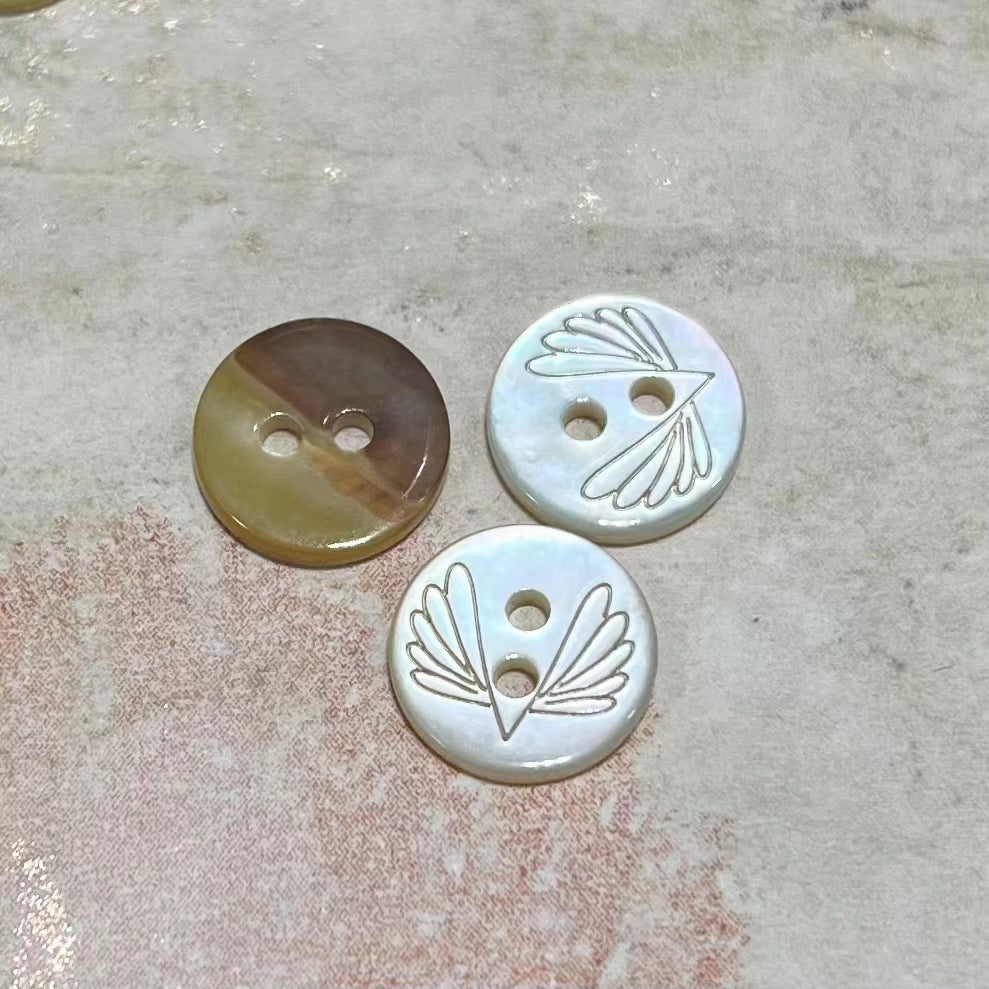 Natural Shell Button White Butterfly Tulip Butterfly Rose Shell Button White Butterfly Shirt Button Laser