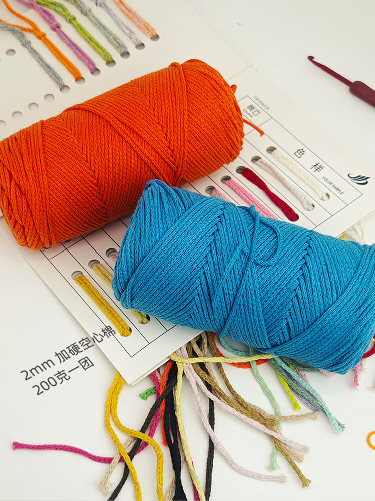 200G Hardened 2Mm Hollow Cotton Thread Woven Bag Material Bag Hand-Woven Hollow Thread Round Strand Medium Thick Simple Thread