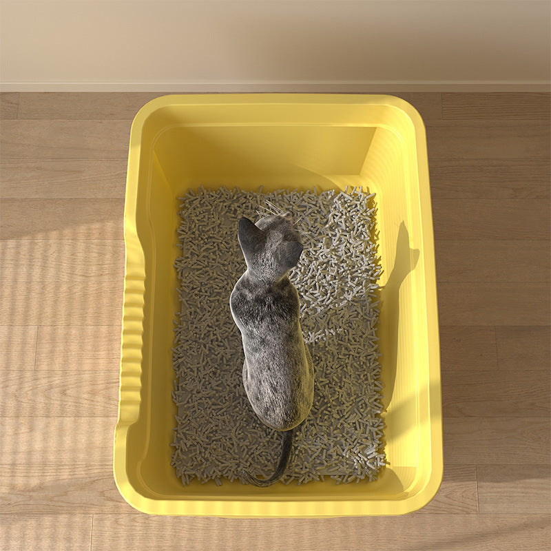 Cat Litter Box With Large Size Anti-Splash Cat Toilet Kitten Giant Open Cat Litter Box With Large Size Cat Litter Box