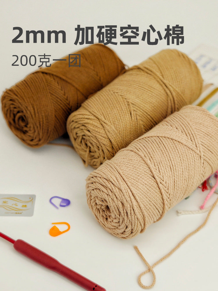 200G Hardened 2Mm Hollow Cotton Thread Woven Bag Material Bag Hand-Woven Hollow Thread Round Strand Medium Thick Simple Thread