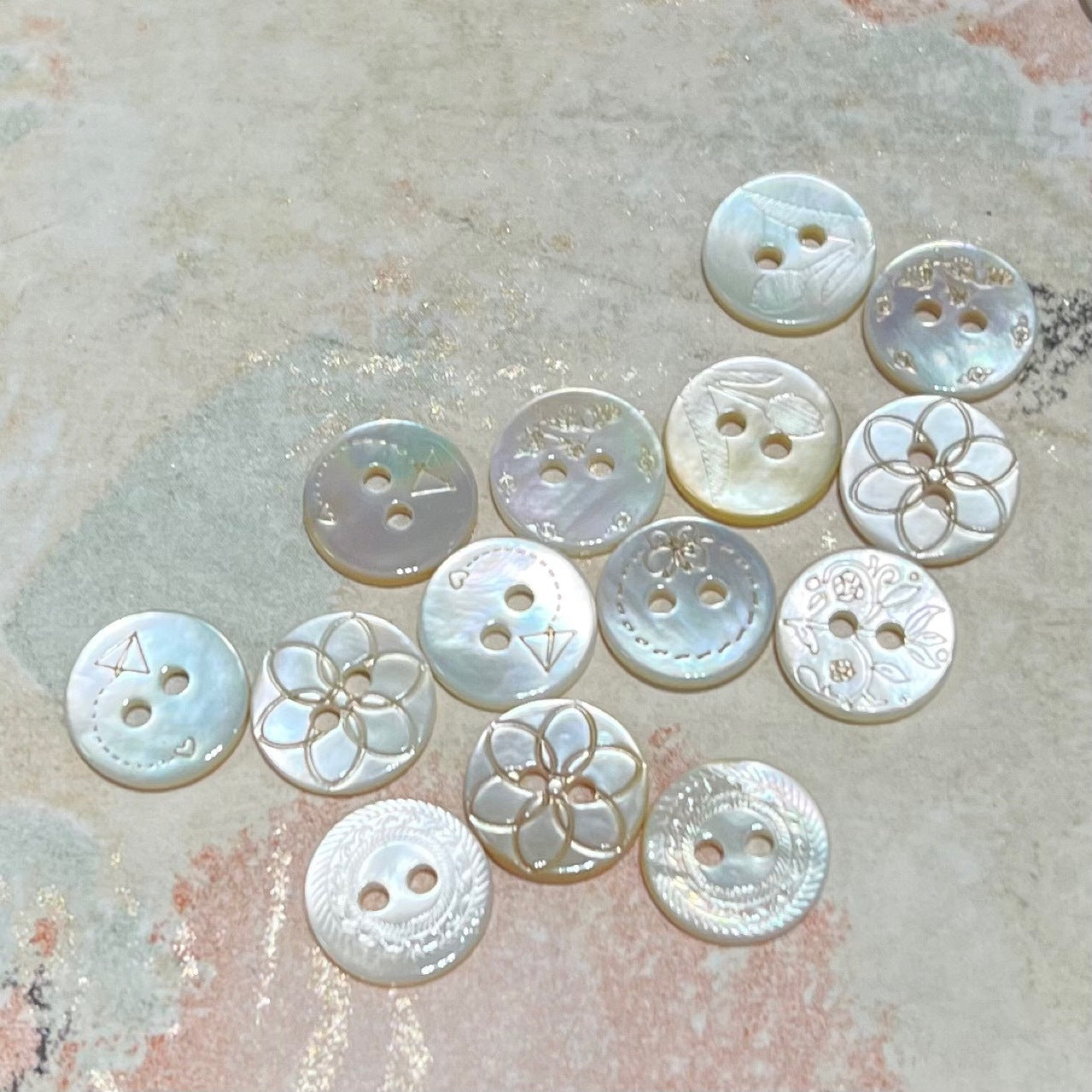 Natural Shell Button White Butterfly Tulip Butterfly Rose Shell Button White Butterfly Shirt Button Laser