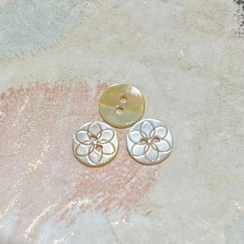 Natural Shell Button White Butterfly Tulip Butterfly Rose Shell Button White Butterfly Shirt Button Laser